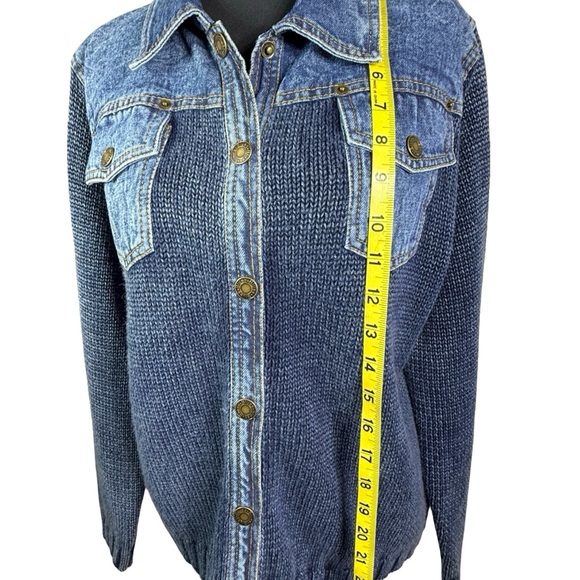 Pure Blue Japan (PBJ Blues) Denim Knit Jacket Indigo Y2K Japan Women’s Sz S - Picture 3 of 9